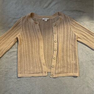 Christopher & Banks cardigan women’s petite beige/brown knit sweater